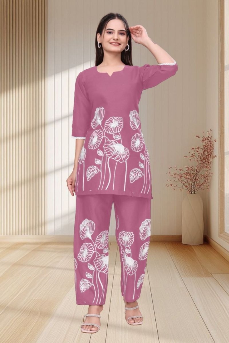 Vf 22 Slub Cotton With Embroidery Work Co Ord Set